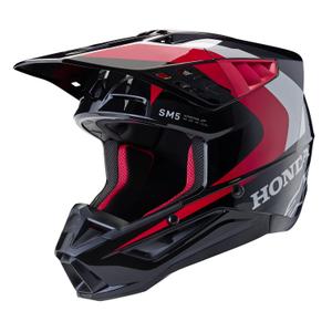 Alpinestars S-M5 Honda motokroso šalmas juodas-raudonas-pilkas