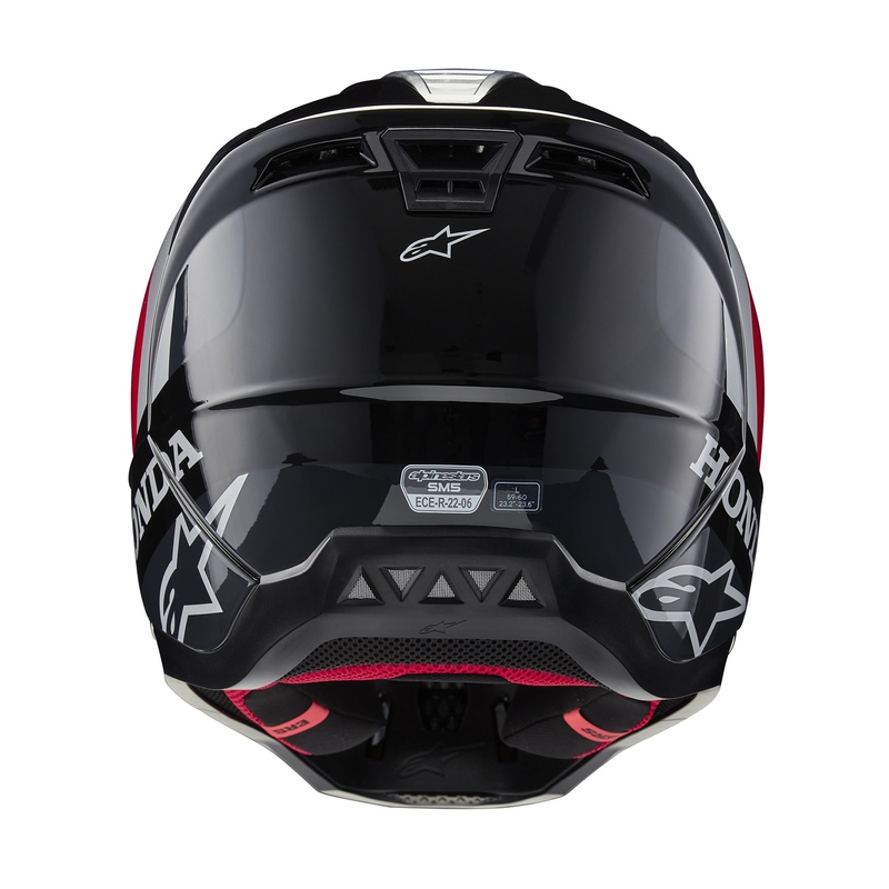 Alpinestars S-M5 Honda motokroso šalmas juodas-raudonas-pilkas