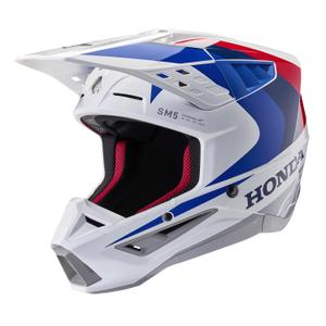 Alpinestars S-M5 Honda motokroso šalmas baltai-mėlynai-raudonas