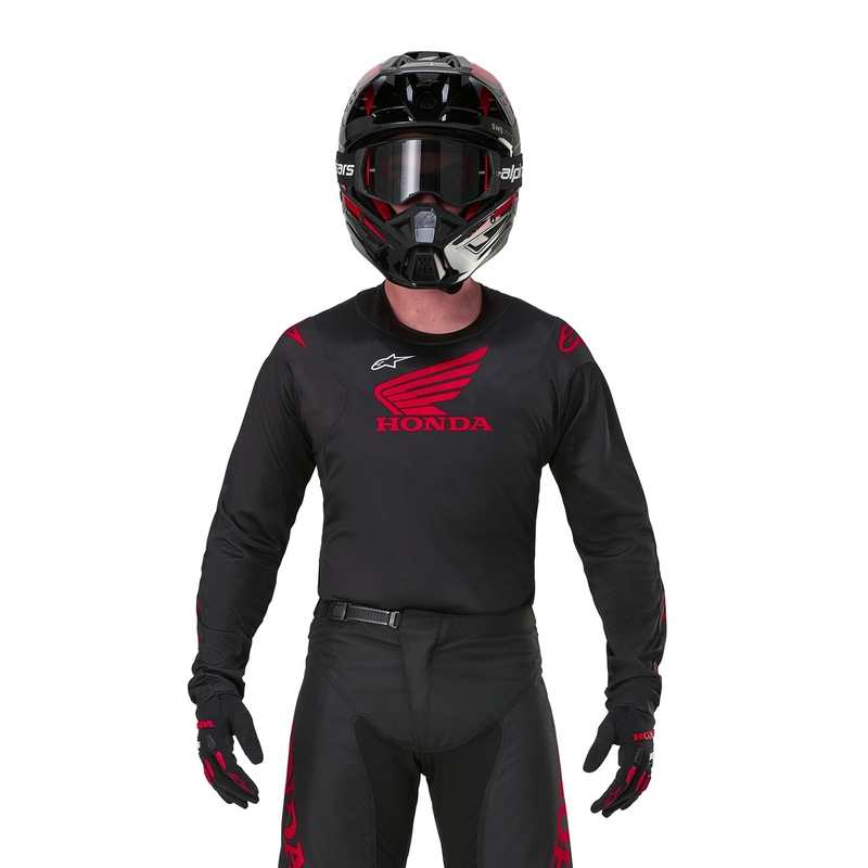 Alpinestars Racer Iconic Honda motokroso marškinėliai juodai raudoni