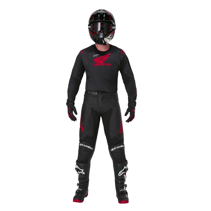 Alpinestars Racer Iconic Honda motokroso marškinėliai juodai raudoni