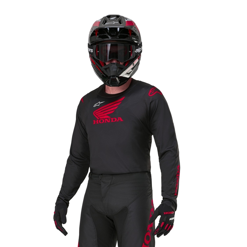 Alpinestars Racer Iconic Honda motokroso marškinėliai juodai raudoni