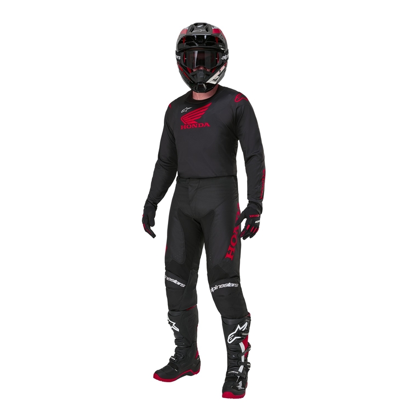 Alpinestars Racer Iconic Honda motokroso marškinėliai juodai raudoni