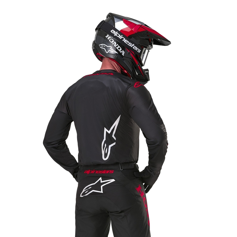 Alpinestars Racer Iconic Honda motokroso marškinėliai juodai raudoni