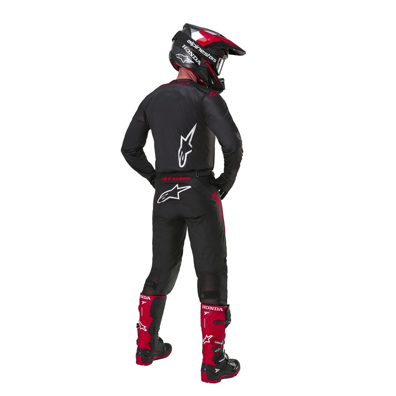 Alpinestars Racer Iconic Honda motokroso marškinėliai juodai raudoni