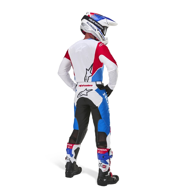 Motokroso marškinėliai Alpinestars Racer Iconic Honda collection balta-mėlyna-raudona-juoda