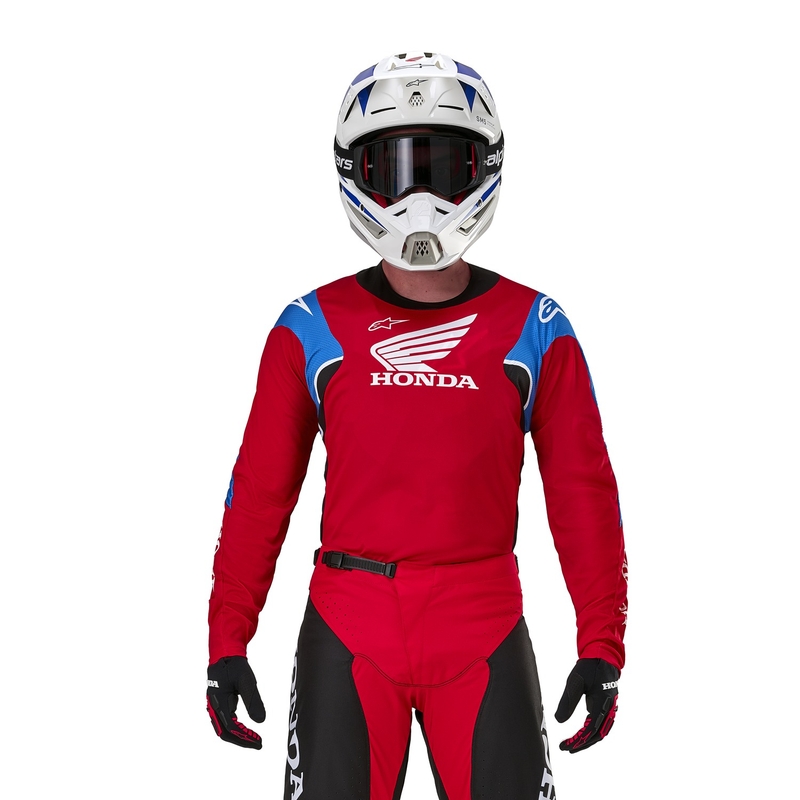"Alpinestars Racer Iconic Honda collection" raudonai-juodai-mėlynai-balti motokroso marškinėliai