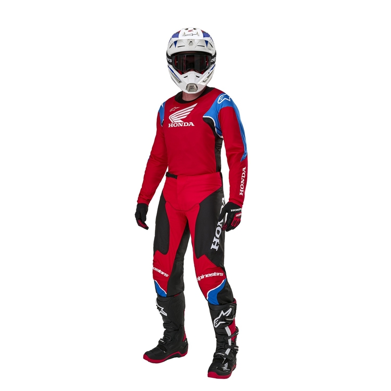 "Alpinestars Racer Iconic Honda collection" raudonai-juodai-mėlynai-balti motokroso marškinėliai