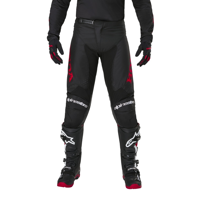 Alpinestars Racer Iconic Honda motokroso kelnės juodos ir raudonos spalvos
