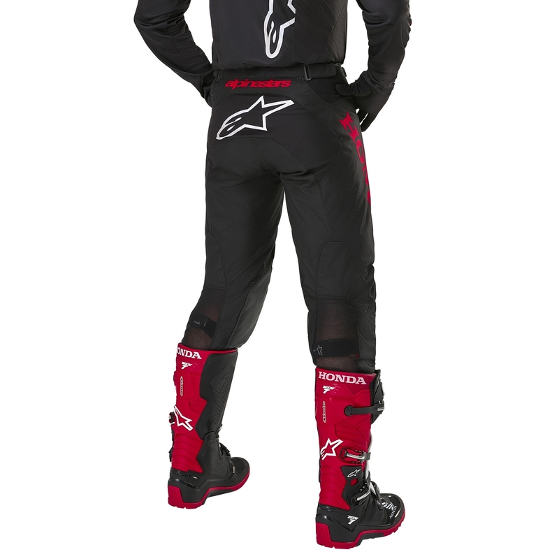 Alpinestars Racer Iconic Honda motokroso kelnės juodos ir raudonos spalvos
