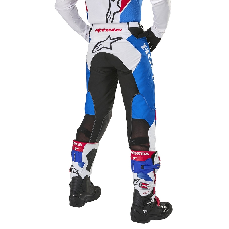 "Alpinestars Racer Iconic Honda" motokroso kelnės balta-mėlyna-raudona-juoda