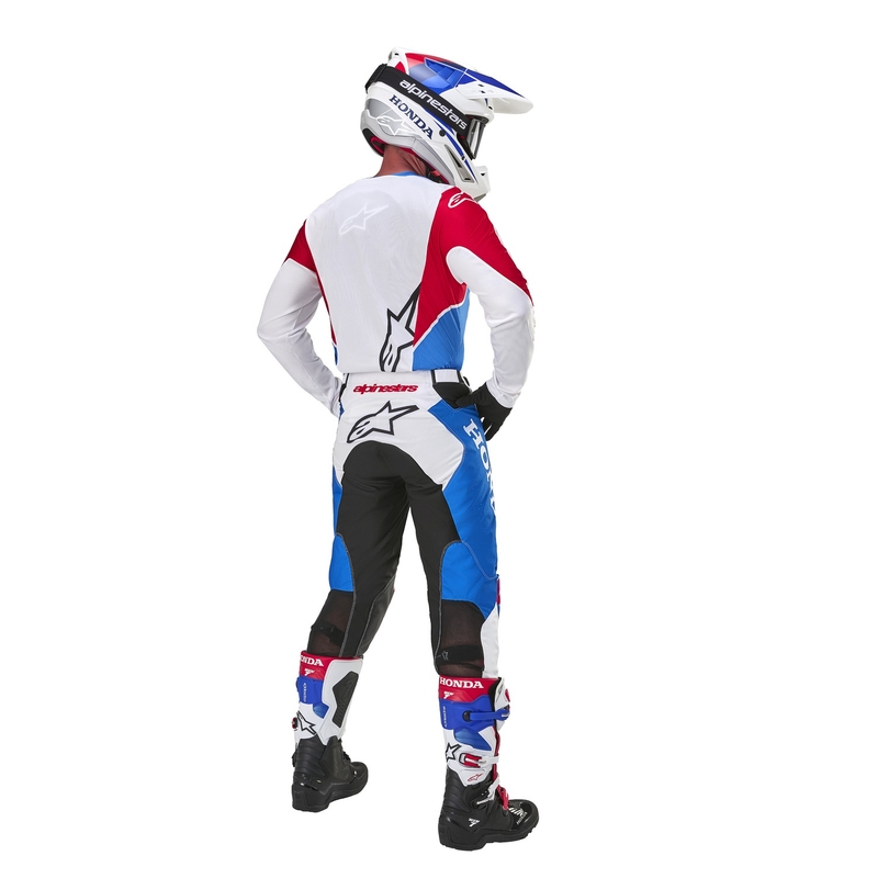 "Alpinestars Racer Iconic Honda" motokroso kelnės balta-mėlyna-raudona-juoda