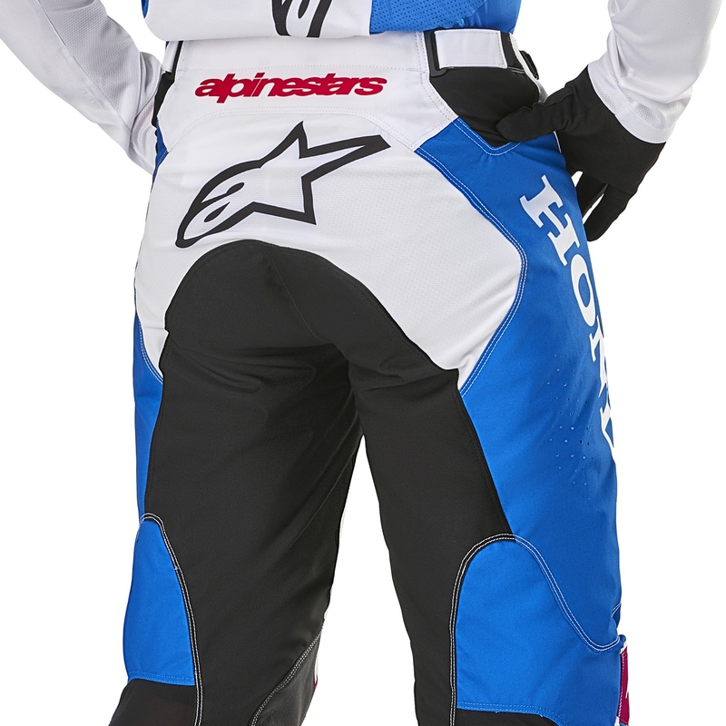 "Alpinestars Racer Iconic Honda" motokroso kelnės balta-mėlyna-raudona-juoda