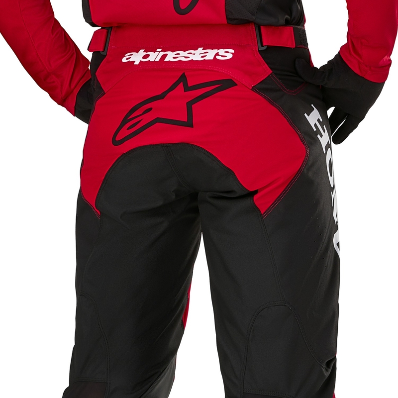 "Alpinestars Racer Iconic Honda" motokroso kelnės raudona-juoda-mėlyna-balta kolekcija