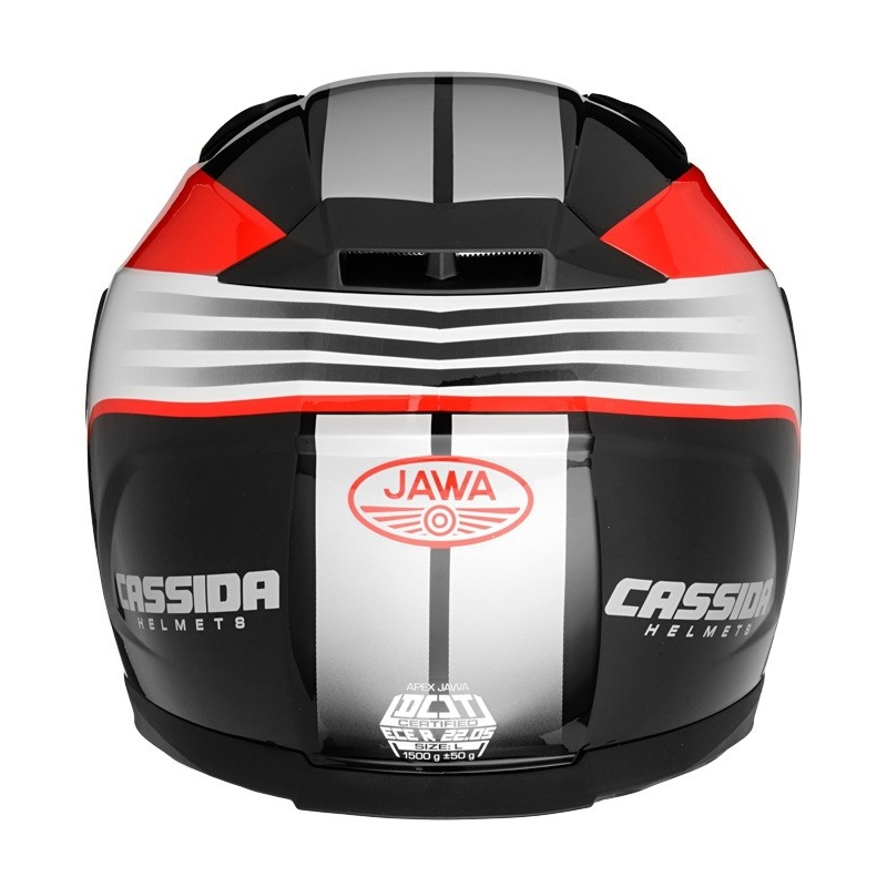 Motociklininko šalmas Cassida Apex Jawa - raudonai-juodai-pilkas