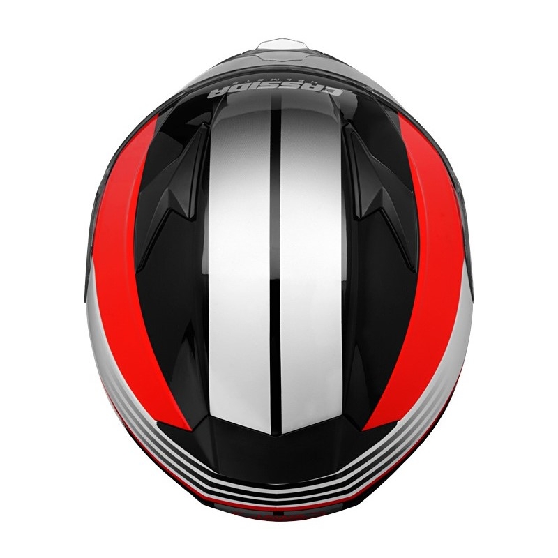 Motociklininko šalmas Cassida Apex Jawa - raudonai-juodai-pilkas