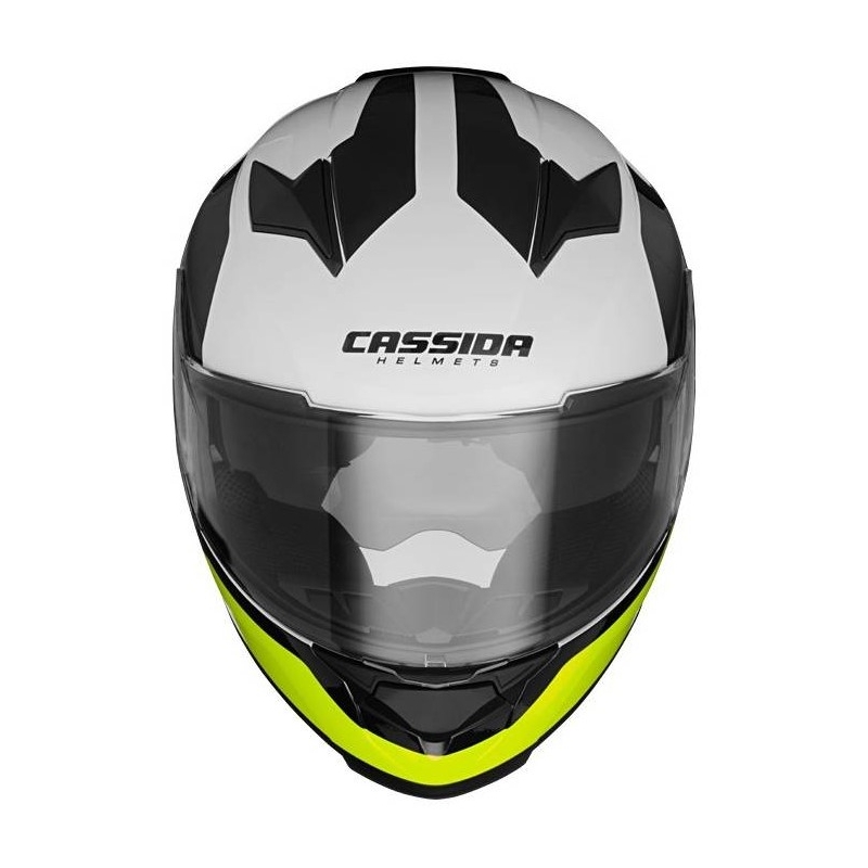 Přilba na motorku Cassida Apex Contrast černo-bílo-šedo-fluo žlutá výprodej