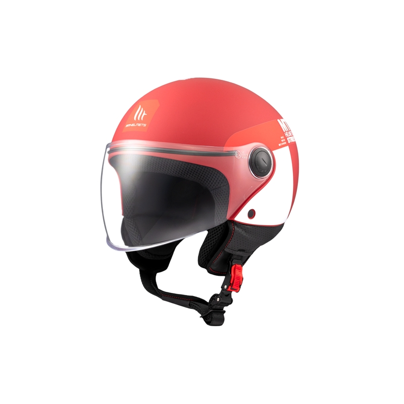 Otevřená helma na motorku MT STREET INBOARD C5 matná červeno-bílá