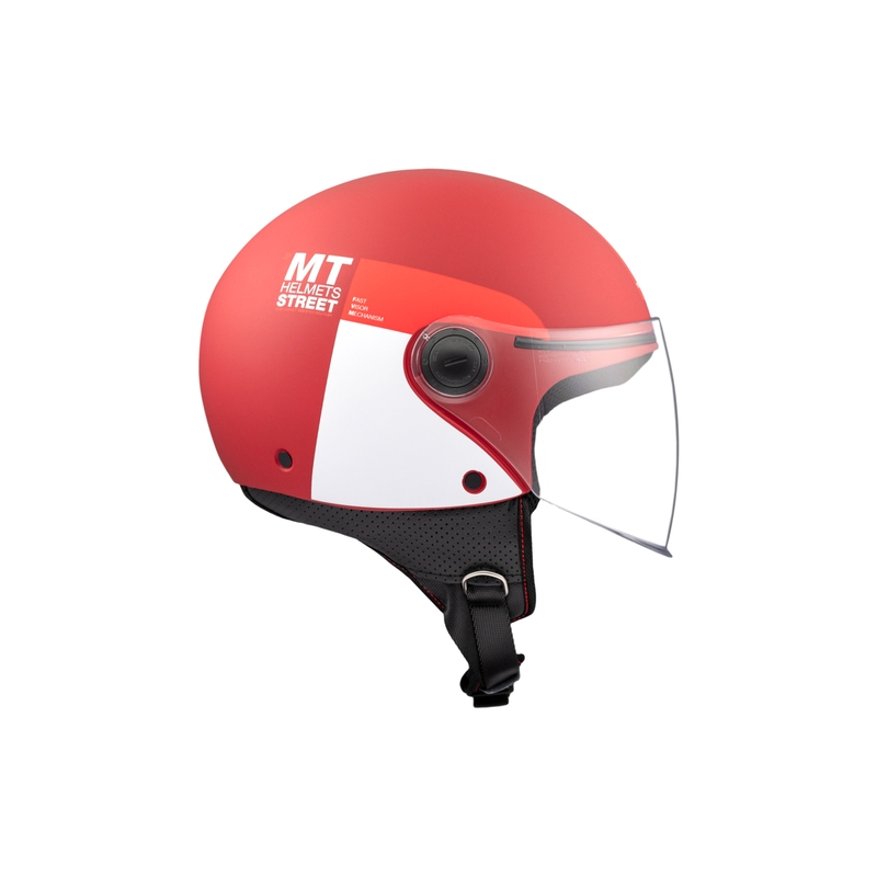 Otevřená helma na motorku MT STREET INBOARD C5 matná červeno-bílá