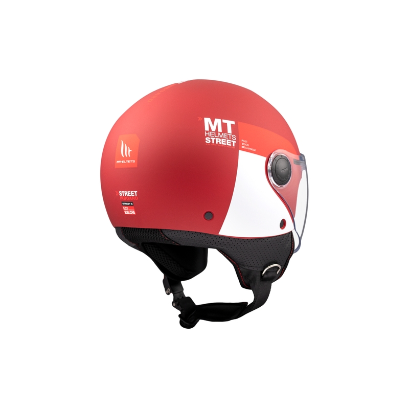 Otevřená helma na motorku MT STREET INBOARD C5 matná červeno-bílá