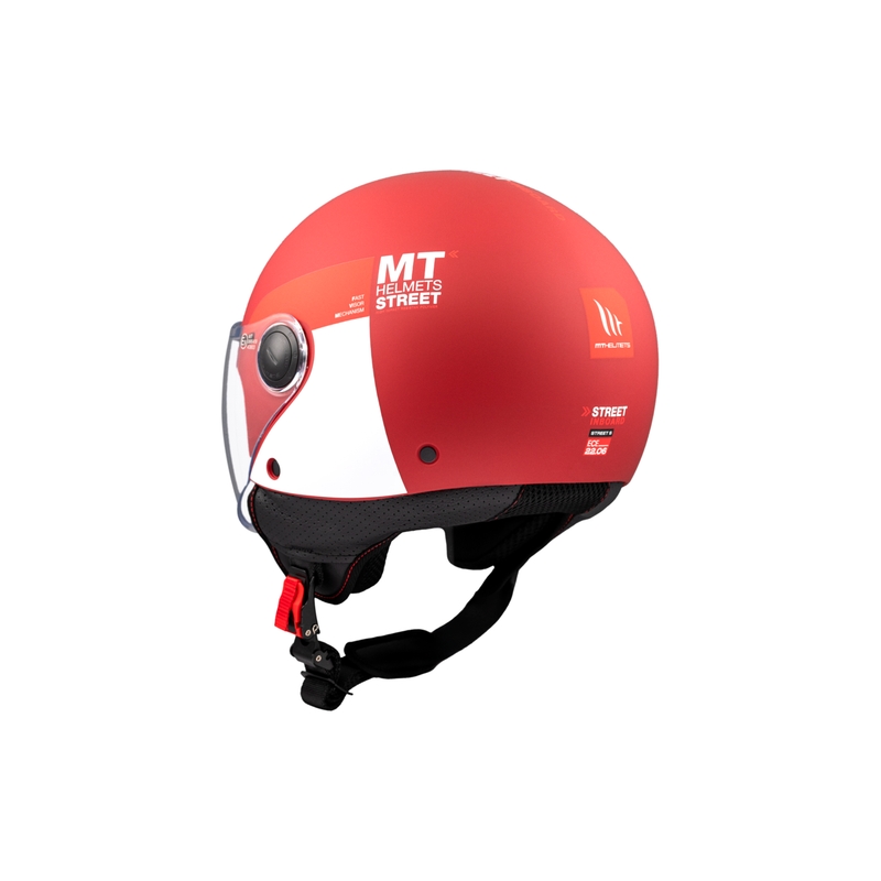 Otevřená helma na motorku MT STREET INBOARD C5 matná červeno-bílá