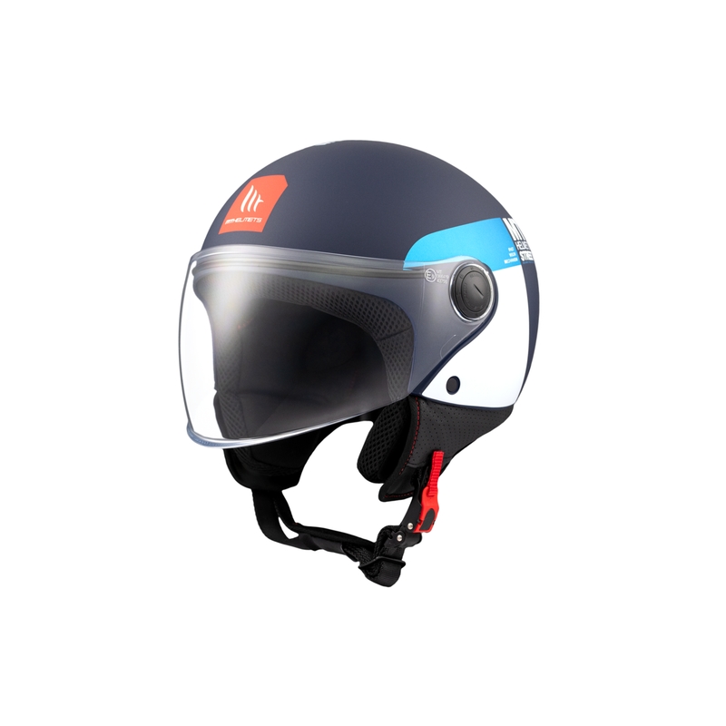 Atviras motociklininko šalmas MT STREET INBOARD C7 matinis mėlynai baltas