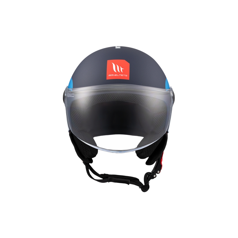 Atviras motociklininko šalmas MT STREET INBOARD C7 matinis mėlynai baltas