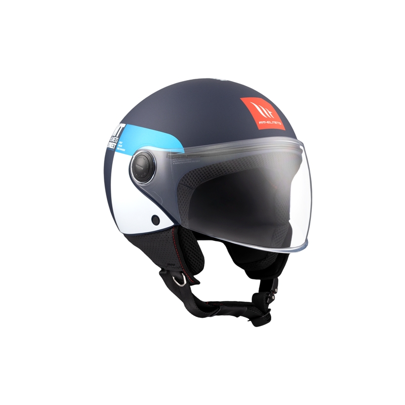 Atviras motociklininko šalmas MT STREET INBOARD C7 matinis mėlynai baltas