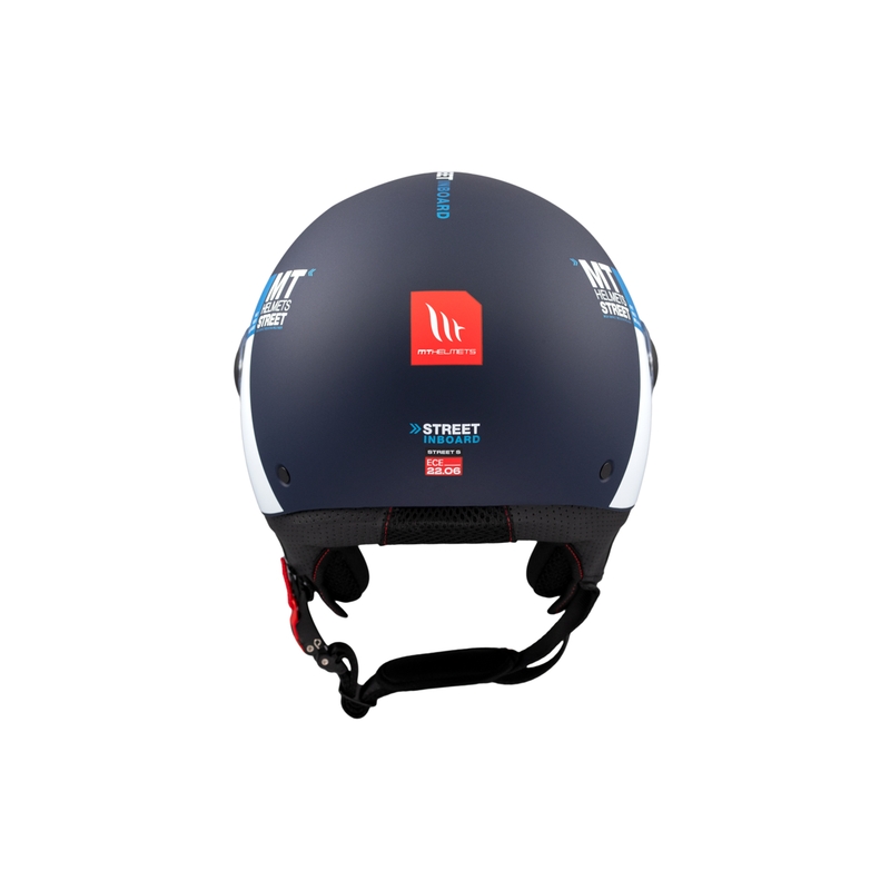 Atviras motociklininko šalmas MT STREET INBOARD C7 matinis mėlynai baltas