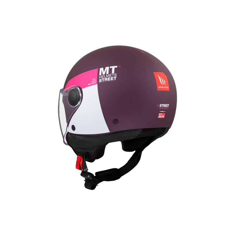 Otevřená helma na motorku MT STREET INBOARD C8 matná fialovo-růžová