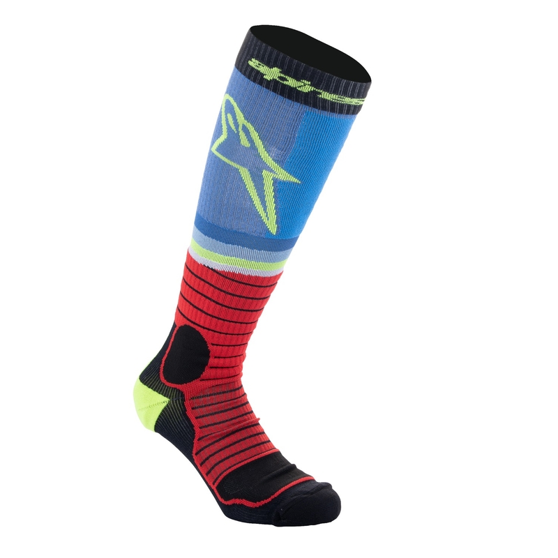Alpinestars MX PRO kojinės juoda-raudona-geltona-geltona-mėlyna