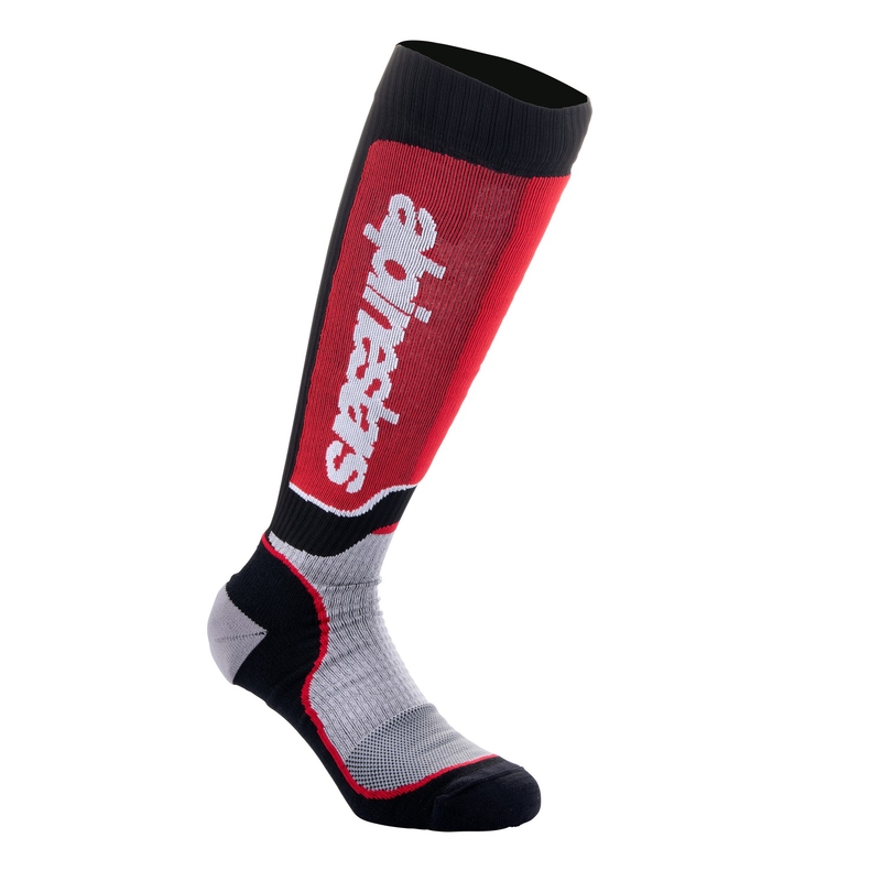 Alpinestars MX Plus juodai-raudonai-pilkos kojinės