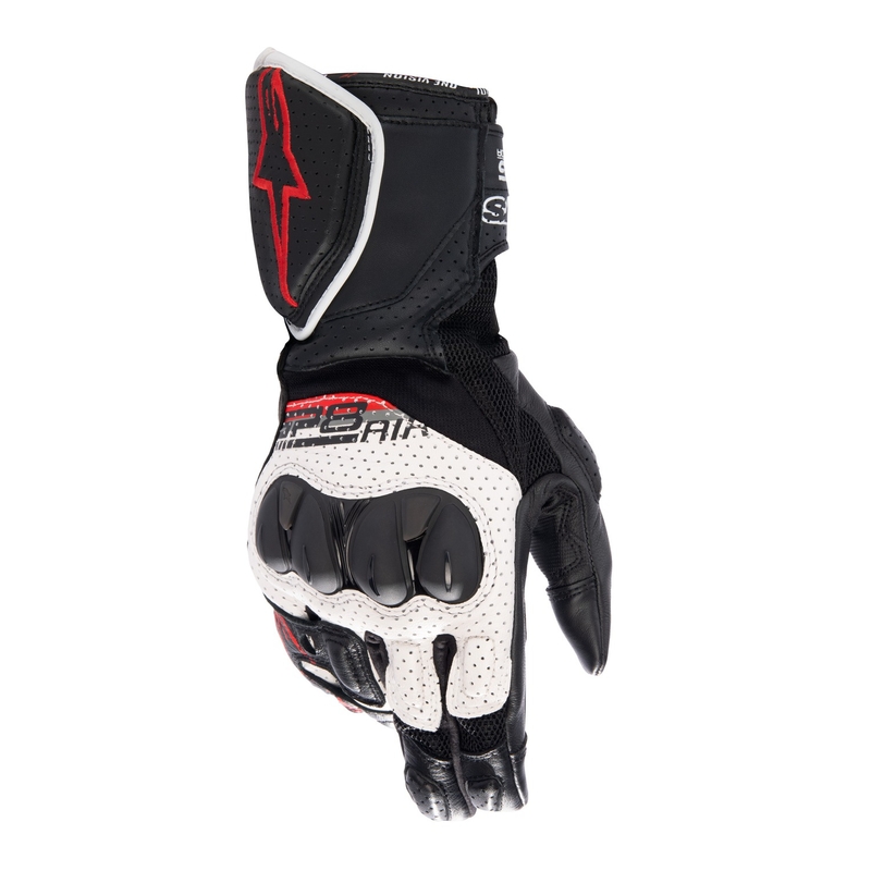 Alpinestars SP-8 Air baltos-juodos-raudonos motociklininko pirštinės