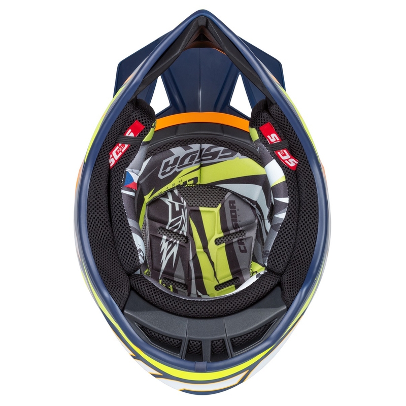 Motokrosová helma Cassida Cross Pro 2 Contra fluo žluto-oranžovo-modrá