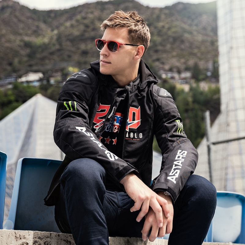 Alpinestars Zaca Air Monster FQ20 Juoda-raudona-mėlyna-balta-žalia motociklininko striukė