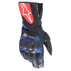 Alpinestars SP-8 3 Monster FQ20 Juodai raudonos-mėlynos-baltos motociklininko pirštinės