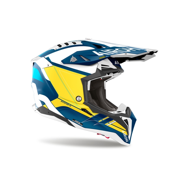 Motokroso šalmas Airoh Aviator 3 Saber matinės mėlynos spalvos
