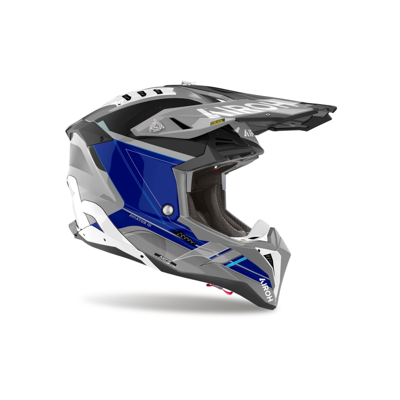 Motokroso šalmas "Airoh Aviator 3 Saber" blizgiai mėlynas