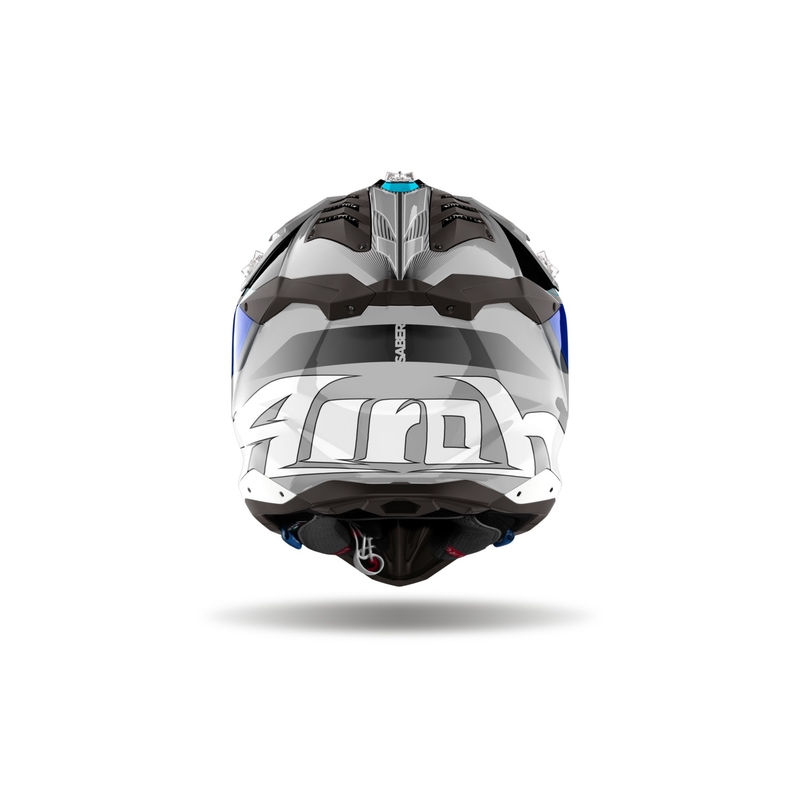 Motokroso šalmas "Airoh Aviator 3 Saber" blizgiai mėlynas