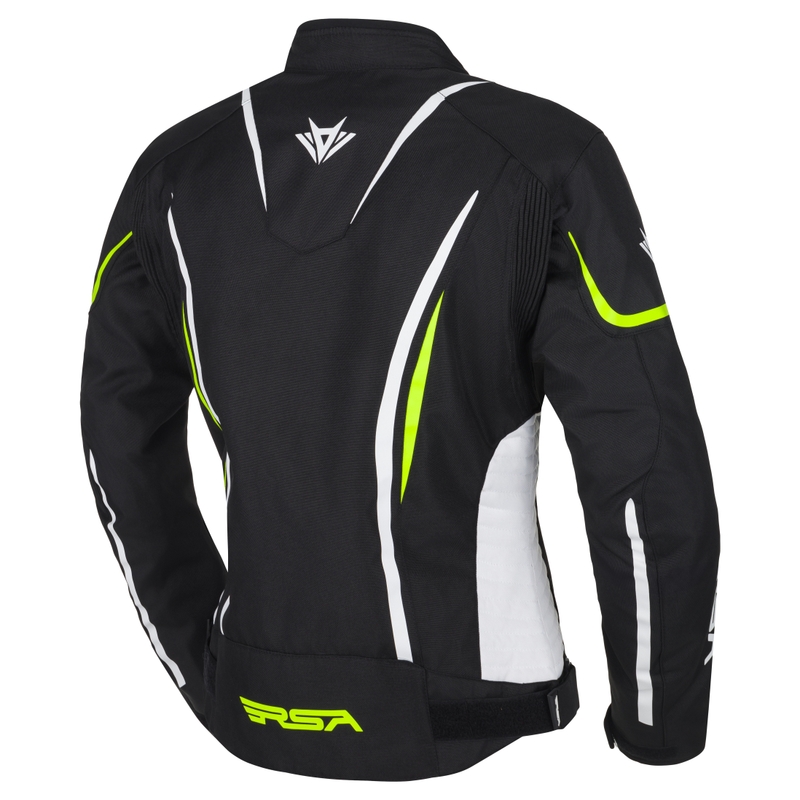 Moteriška RSA Wasp Black-White-Fluo Yellow motociklininko striukė