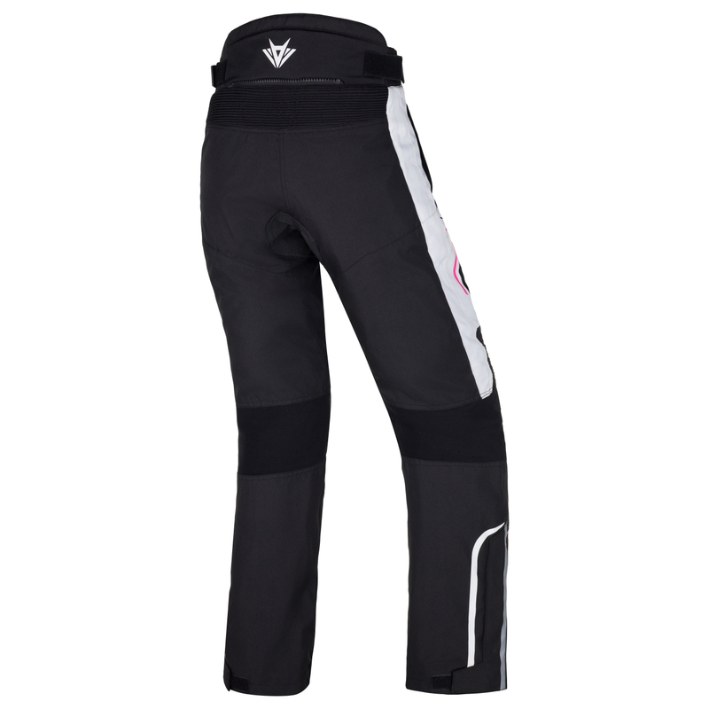 Moteriškos RSA Wasp juodos, rožinės ir baltos spalvos motociklininko kelnės