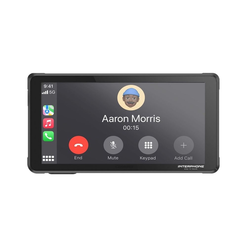 "Interphone RIDESYNC Apple CarPlay" ir "Android Auto" ekranas motociklams