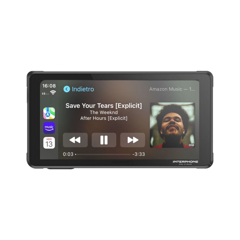 "Interphone RIDESYNC Apple CarPlay" ir "Android Auto" ekranas motociklams