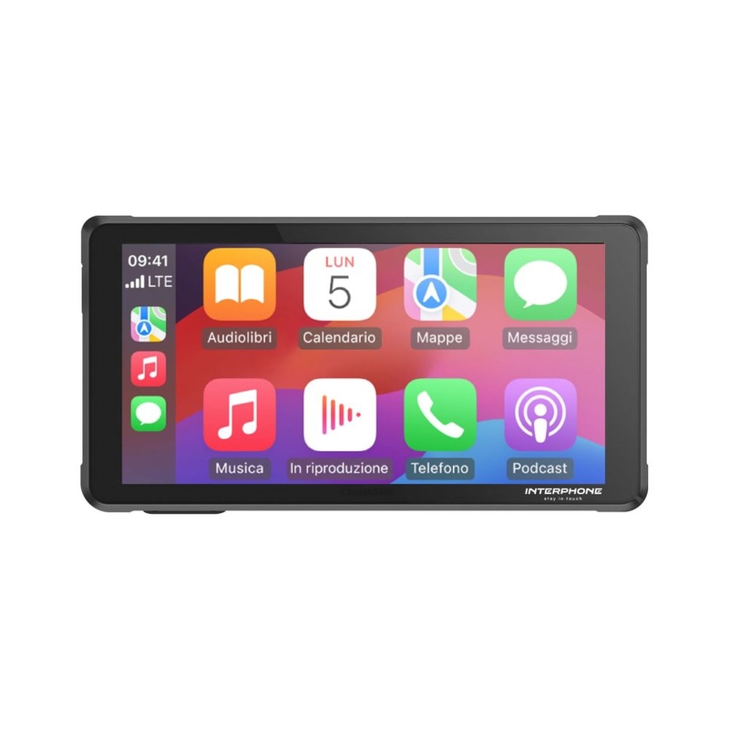 "Interphone RIDESYNC Apple CarPlay" ir "Android Auto" ekranas motociklams