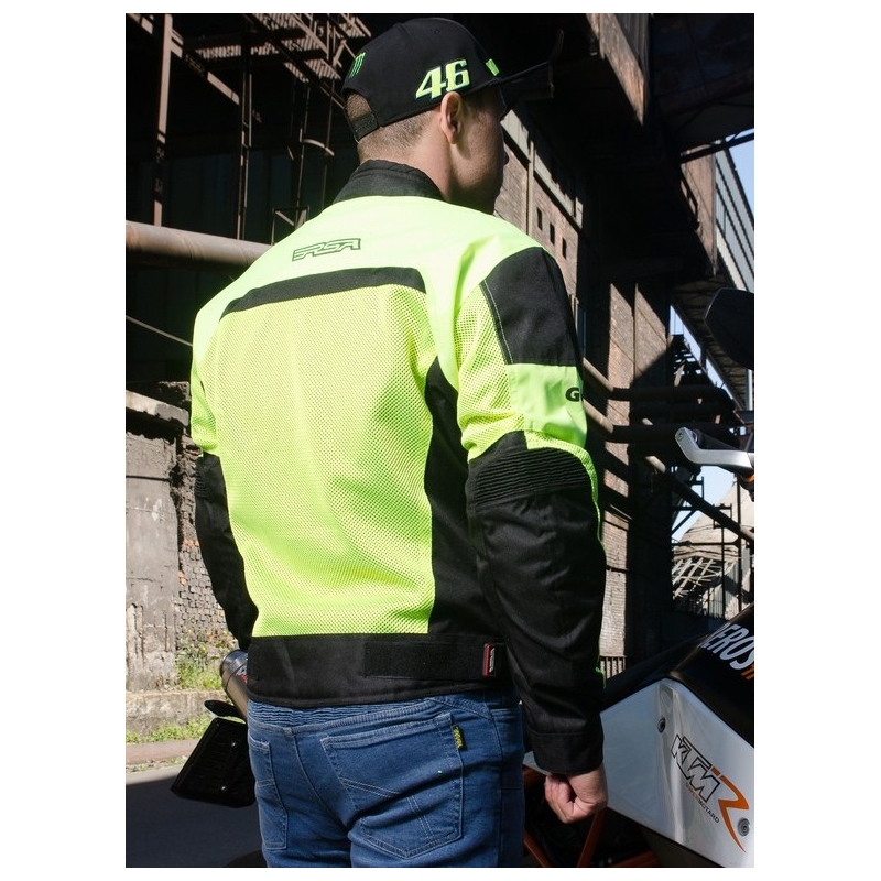 Bunda na motorku RSA Guff černo-fluo žlutá výprodej