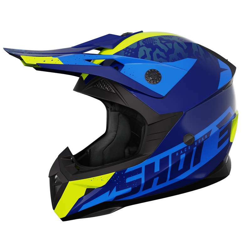 Dětská motokrosová helma Shot Pulse Airfit lesklá modro-fluo žlutá výprodej