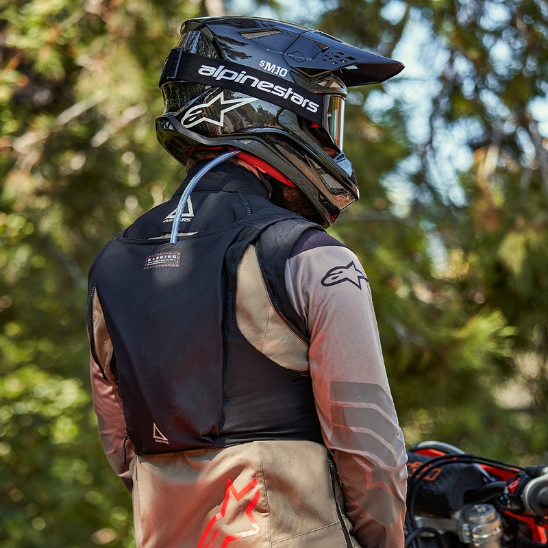 "Alpinestars Techdura" juoda-ruda-tamsiai mėlyna motociklininko striukė