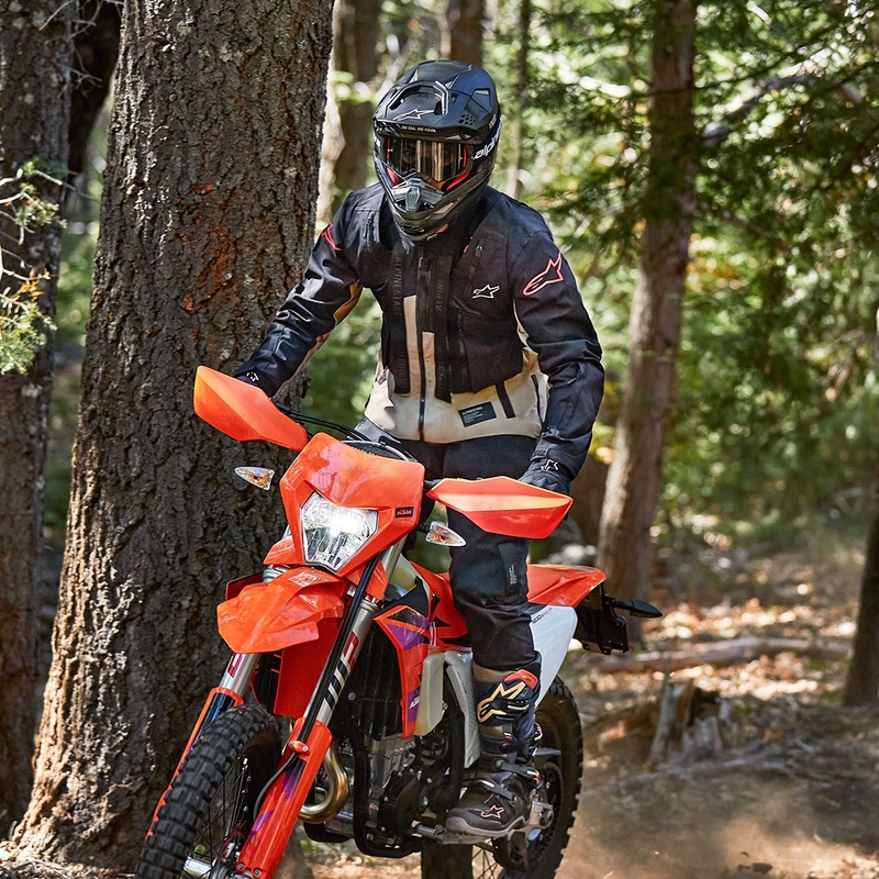 "Alpinestars Techdura" juoda-ruda-tamsiai mėlyna motociklininko striukė