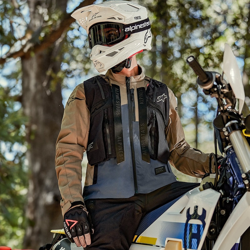 "Alpinestars Techdura" juoda-ruda-tamsiai mėlyna motociklininko striukė
