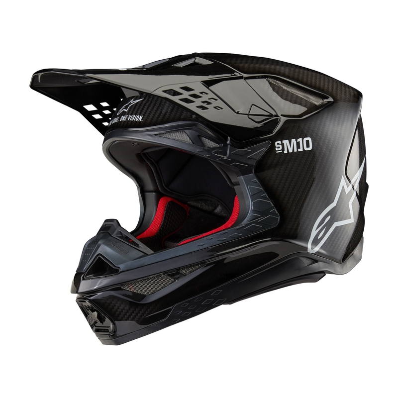 Alpinestars Supertech S-M10 Solid Gloss Carbon Motokroso šalmas